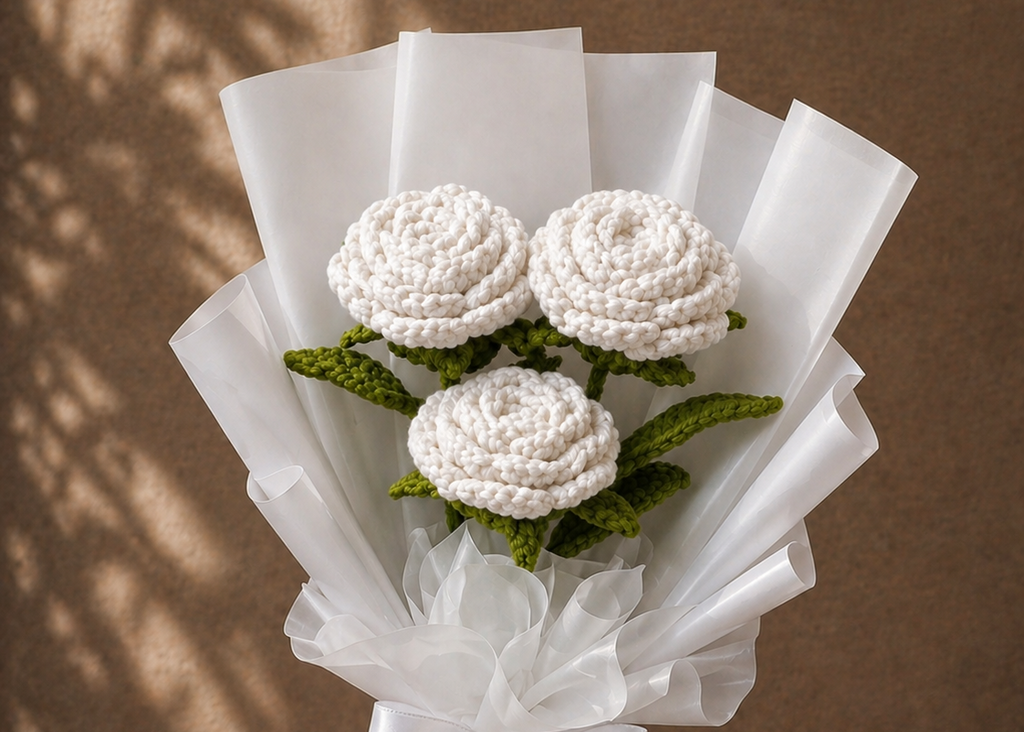 Ramo de 3 rosas a crochet